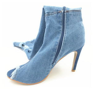 Denim Blue Thigh High Boots
