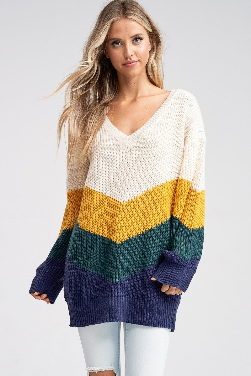 Mina Chevron Oversize Sweater